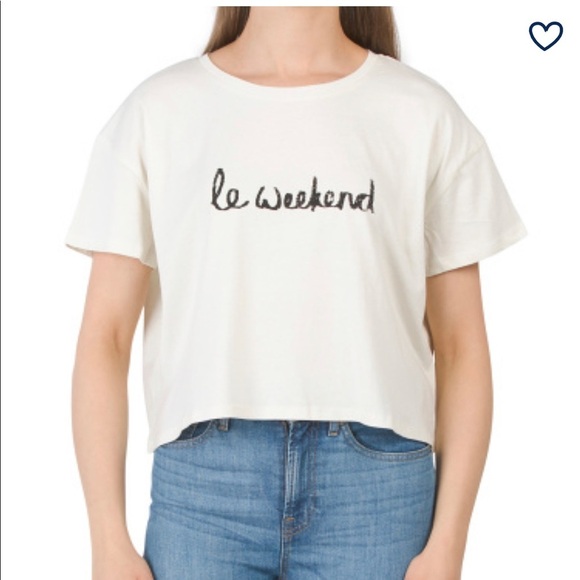 FRENCH CONNECTION “Le Weekend” Graphic Crop Tee Size Small NWT - Picture 1 of 8